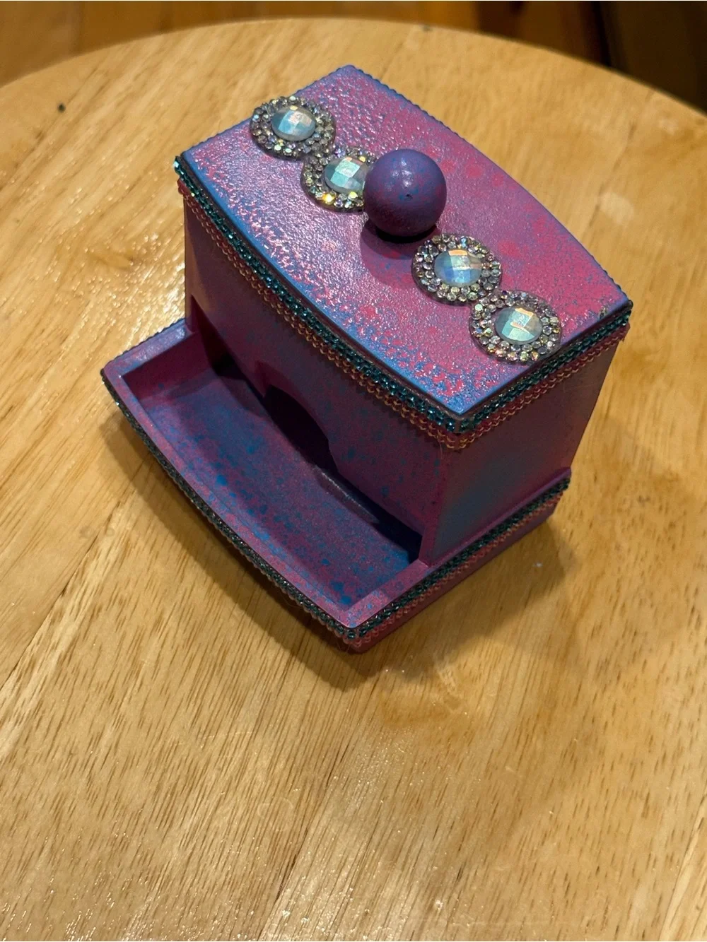 Pink & Teal blue Qtip Dispenser with rhinestone accents! NEW!